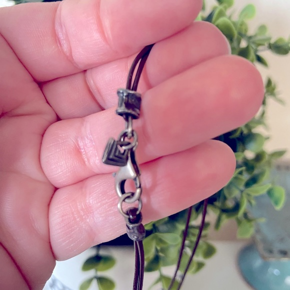 Silpada Teardrop Sterling Silver Pendant Coral Leather Necklace & Pouch N1950 - Picture 6 of 6